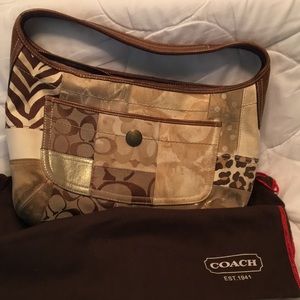 Coach brown signature patchwork satchel
